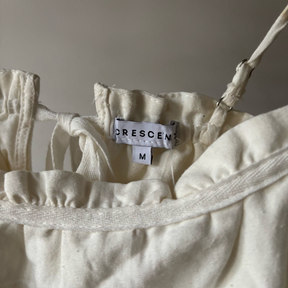 Crescent Cream Ruffle Drawstring Crop Top - Picture 3 of 3
